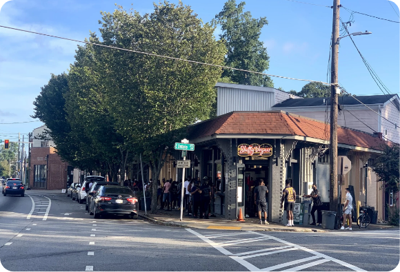 A lively East Atlanta neighborhood street